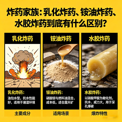 忻州炸药家族：乳化炸药、铵油炸药、水胶炸药到底有什么区别？